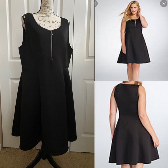 Rebel Wilson for Torrid black fit and flare dress with front zip, 2X - Picture 2 of 5